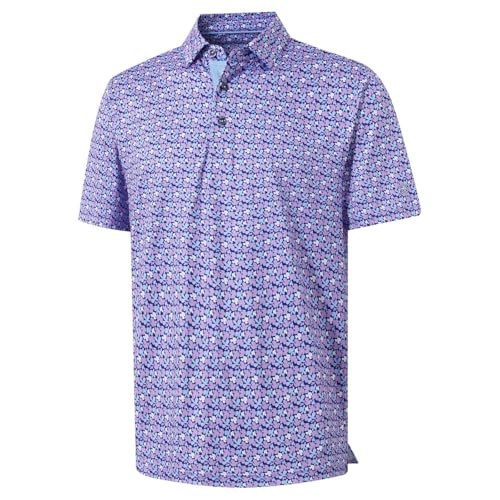 M MAELREG Mens Golf Shirt Print Performance Moisture Wicking Dry Fit Short Sleeve Casual Collared Polo Shirts for Men