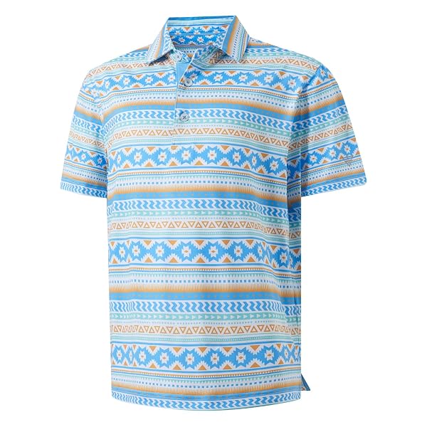 M MAELREG Boys Polo Shirts Funny Print Stretch Lightweight Short Sleeve Casual Collared Golf Shirts for Boys with 3 Button