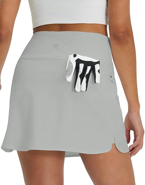 M MAELREG Womens Tennis Skirt High Waisted Athletic Mini Lined A Line Skort with 3 Pockets Nylon Stretchy Workout Golf Skirt