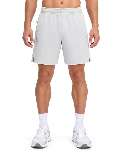 M MAELREG Men's Athletic Shorts with Zipper Pockets 7" Moisture Wicking Gym Workout Shorts for Men Lightweight Drawstring