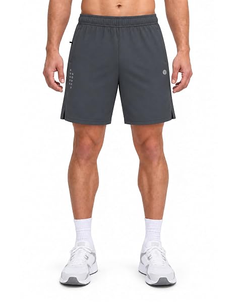 M MAELREG Men's Athletic Shorts with Zipper Pockets 7" Moisture Wicking Gym Workout Shorts for Men Lightweight Drawstring