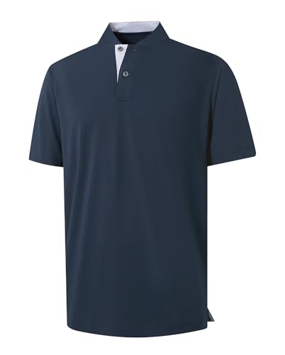 M MAELREG Mens Golf Shirts Collarless Performance Dry Fit Moisture Wicking Casual Solid Short Sleeve Henley Shirts for Men