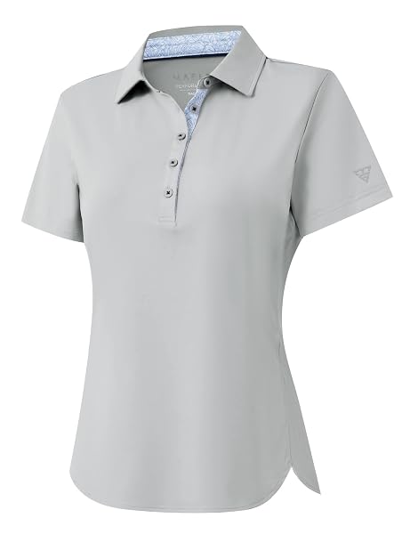 M MAELREG 5-Button Polo Shirts for Women Stretch Dry Fit Performance Lightweight Contrast Collared Golf Shirts Short Sleeve