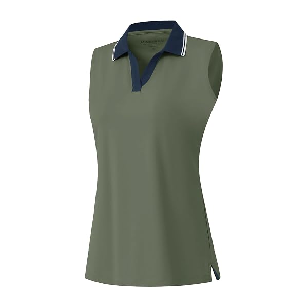 M MAELREG Polo Shirts for Women V Neck Sports Tennis Sleeveless Shirts Ribbed Collared Lightweight Athletic Womens Golf Shirt