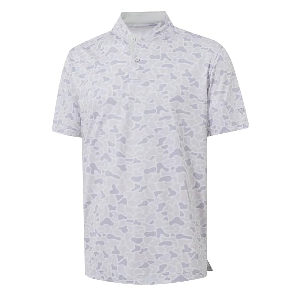 M MAELREG Golf Shirts for Men Collarless Performance Dry Fit Stretch Henley Casual Printed Mens Polo Shirts Short Sleeve