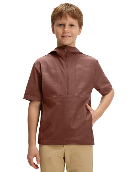 M MAELREG Boys' Short Sleeve Hooded Golf Jacket, Youth Camo Pullover