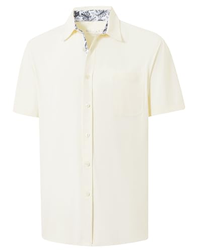 M MAELREG Mens Button Down Short Sleeve Shirt Stretch Performance Dry Fit Shirts Casual Vacation Beach Work Dress Shirts