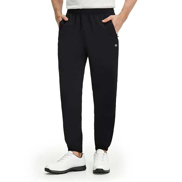 M MAELREG Mens Golf Rain Pants, Waterproof Lightweight Outdoor Hiking Jogger with Zipper Pockets