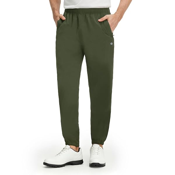 M MAELREG Mens Golf Rain Pants, Waterproof Lightweight Outdoor Hiking Jogger with Zipper Pockets