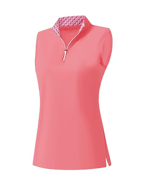 M MAELREG Womens Golf Shirt Sleeveless Collared Polo Shirts for Women Quick Dry Tennis Athletic Tank Tops Quarter Zip