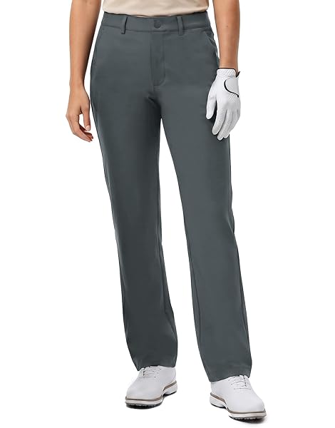 M MAELREG Women's Golf Pants with Belt Loops Stretch Straight Leg Regular Fit Work Business Slacks Travel Casual Dress Pants