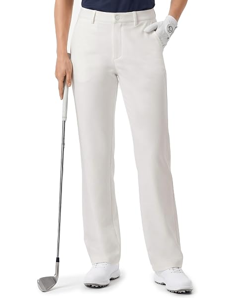 M MAELREG Womens Pants with Belt Loops Lightweight Quick Dry Athletic Workout Travel Casual Dress Slacks for Women White