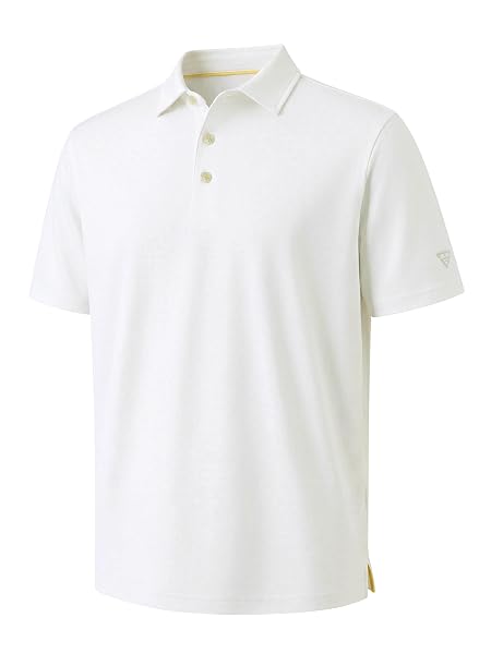 Mens Polo Shirts Short Sleeve Jacquard Casual Nylon Blend Solid Stylish Dry Fit Performance Collared Golf Polo Shirts for Men