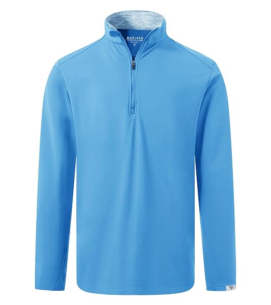M MAELREG Sweatshirts for Men 1/4 Zip Pullover Moisture Wicking Dry Fit Casual Sport Golf Mens Pullover Quarter Zip Sky Blue