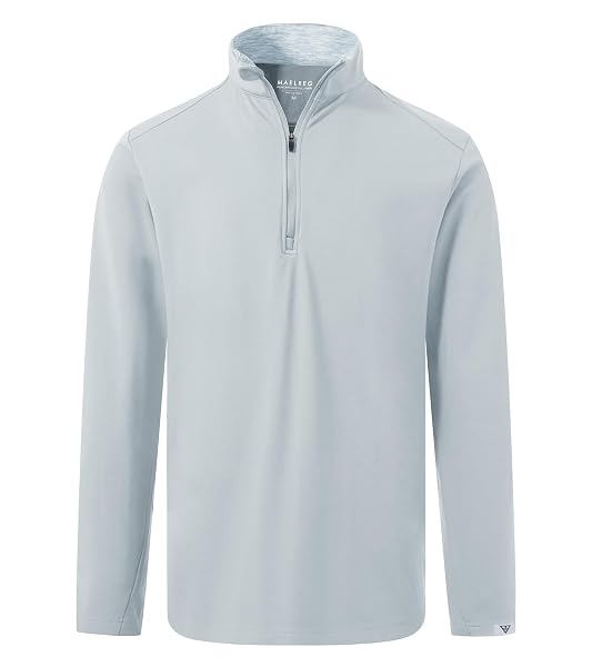 M MAELREG Sweatshirts for Men 1/4 Zip Pullover Moisture Wicking Dry Fit Casual Sport Golf Mens Pullover Quarter Zip Grey Mist
