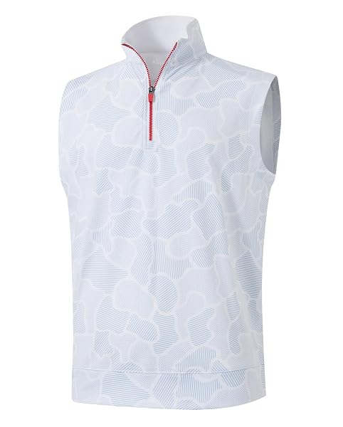 M MAELREG Men's Print Golf Vest Quarter Zip Sleeveless 1/4 Zip Pullover