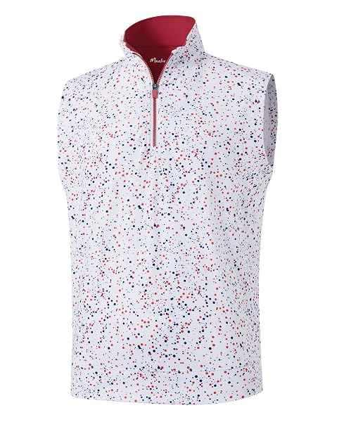 M MAELREG Men's Print Golf Vest Quarter Zip Sleeveless 1/4 Zip Pullover
